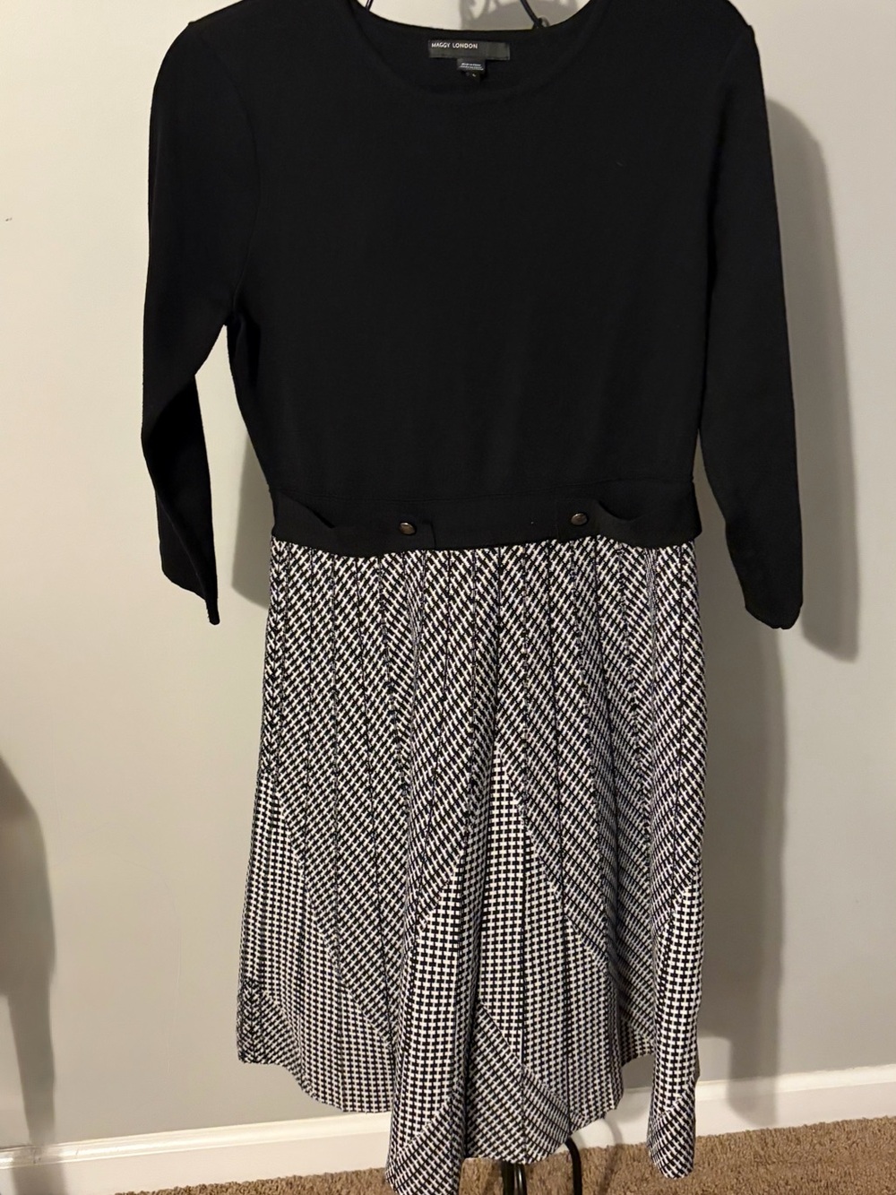 Muggy London Black & White plaid Pleated Skirt Dress size large work